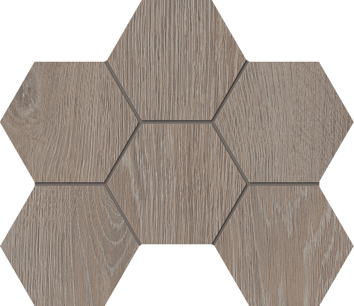 KW02 Kraft Wood Light Grey Hexagon 250x285 структурированный серый мозаика